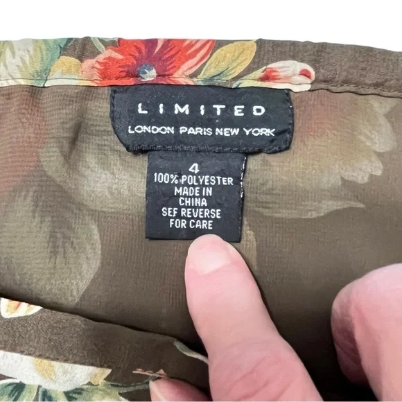 The Limited Floral Roses Fall Color Chiffon Skirt Size 4 - Picture 8 of 12